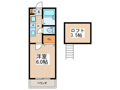 コーポ松尾(1K/2階)の間取り写真