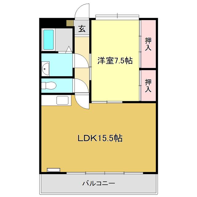 とさでん交通後免線 知寄町三丁目駅 徒歩7分 11階建 築35年(1LDK/9階)の間取り写真