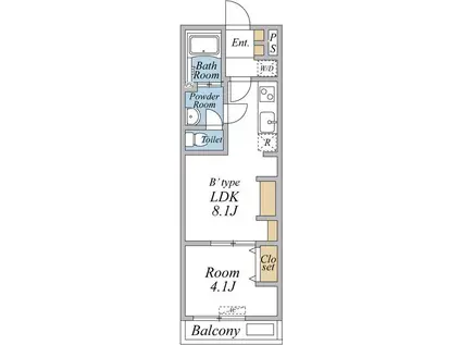 リブリ・足立区加平(1LDK/2階)の間取り写真