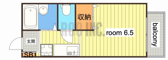 ソレイユ井ノ口(ワンルーム/2階)の間取り写真