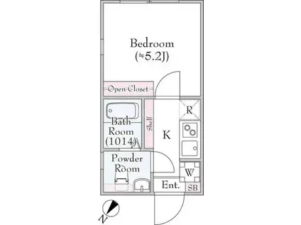 ディアコート大井町(1K/3階)の間取り写真