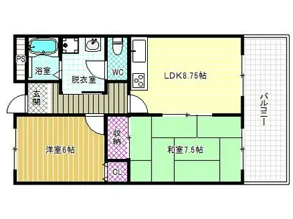 グランパティオ軽里(2LDK/2階)の間取り写真