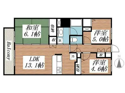 西新井アークタワー(3LDK/4階)の間取り写真