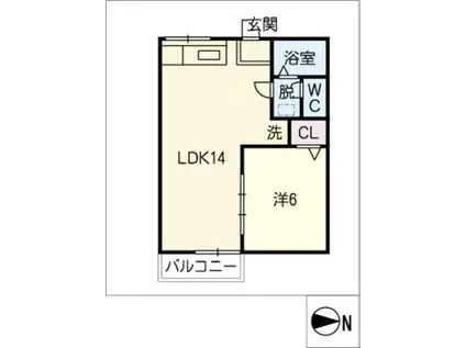 フォーブル B(1LDK/2階)の間取り写真