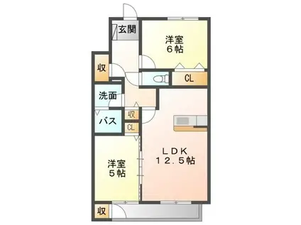 シュプール21(2LDK/1階)の間取り写真
