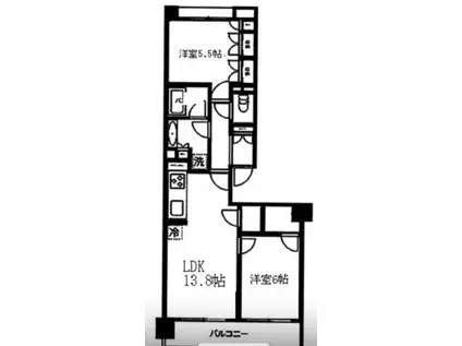 ディアプレイス中野野方(2LDK/2階)の間取り写真