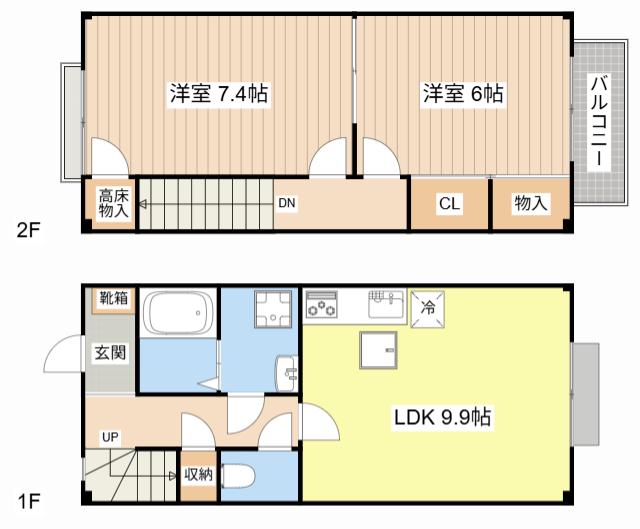 BONHEUR 水郷(2LDK/1階)の間取り写真