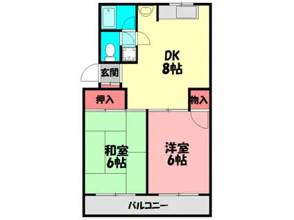 山一寿ハイツ(2DK/2階)の間取り写真