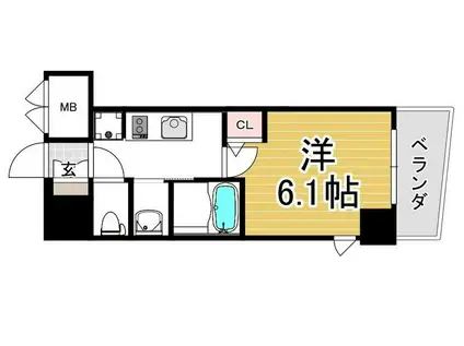 エステムコート神戸元町IIブリーズ(1K/14階)の間取り写真