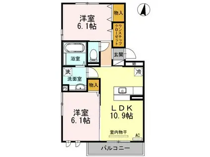 アルティスタB(2LDK/3階)の間取り写真