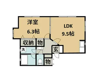 ロイヤルタウンI(1LDK/1階)の間取り写真