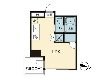 ハイホーム市ヶ谷(ワンルーム/5階)の間取り写真
