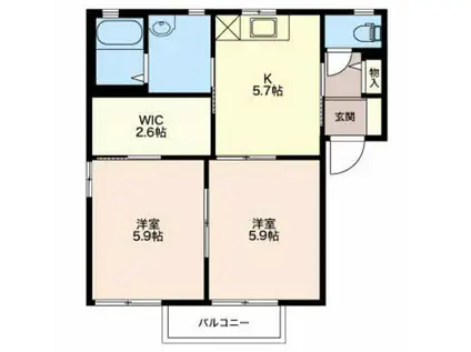 ベルセゾンA(2K/1階)の間取り写真