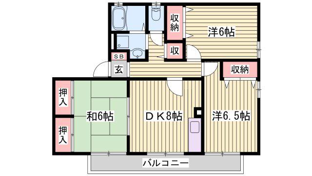 エスポワール二見(3DK/2階)の間取り写真