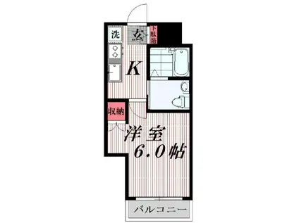 ヨウコースクウエア田端(1K/1階)の間取り写真