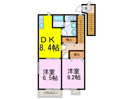 マーベラスコート(2DK/2階)の間取り写真