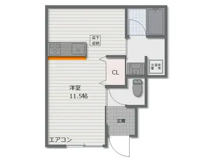 サウステラス(ワンルーム/1階)の間取り写真