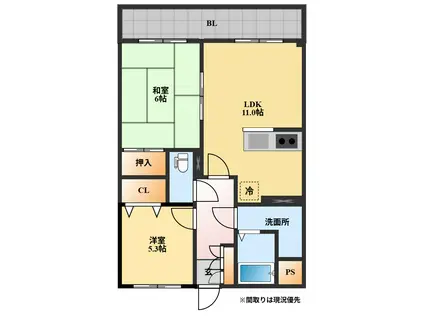 SUNハイツHORIKAWA(2LDK/3階)の間取り写真