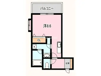 カルディナーレ中洲(ワンルーム/2階)の間取り写真