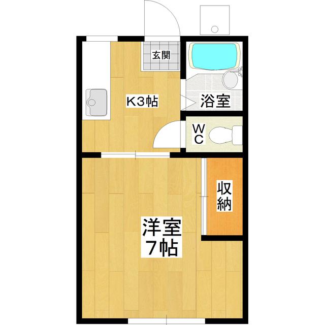 ステートハイムA棟(1K/1階)の間取り写真