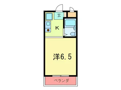 イーストフィールド東灘(1K/2階)の間取り写真