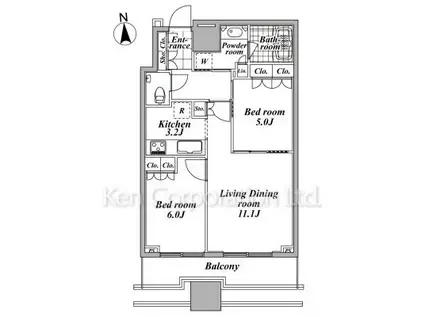 プラウドタワー東五反田(2LDK/11階)の間取り写真