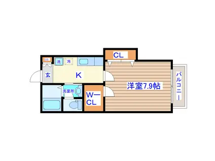 グロリア弐番館(1K/1階)の間取り写真