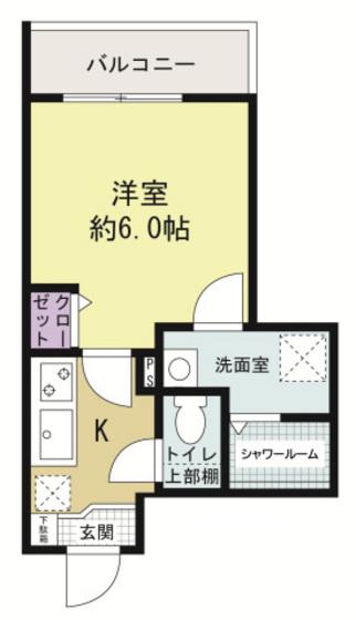 GREENHILLV(1K/1階)の間取り写真