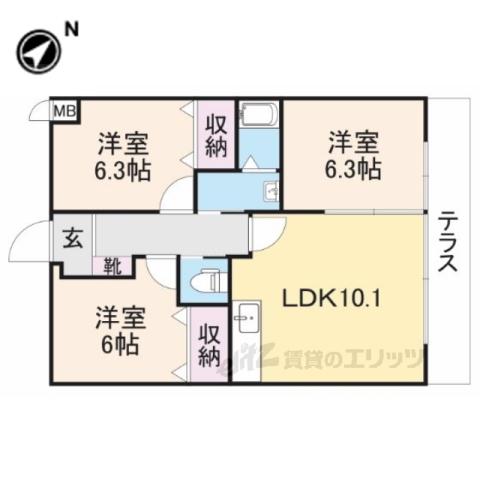 ボアソルチ(3LDK/3階)の間取り写真