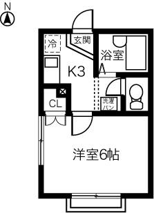 サンハイツ勝川(1K/1階)の間取り写真