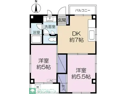 ガーデンコート秋津(2DK/2階)の間取り写真