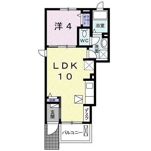 ミーティアII(1LDK/1階)の間取り写真