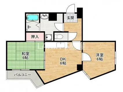ノアーズアーク桃谷駅前(2DK/9階)の間取り写真