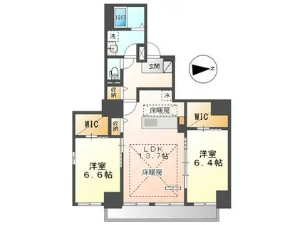 GRAND CHAINON金山(2LDK/3階)の間取り写真