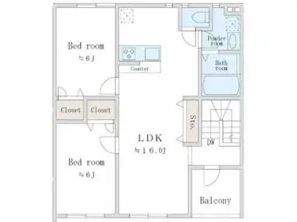 リマワン(2LDK/2階)の間取り写真