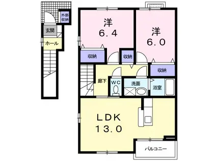 トリーハウス(2LDK/2階)の間取り写真