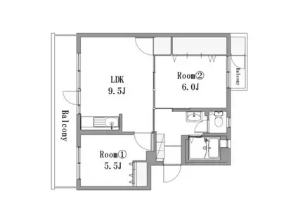 金久ビル(2LDK/3階)の間取り写真