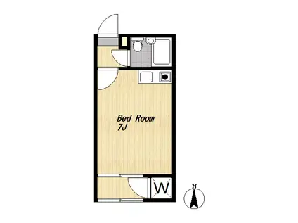 カームコートA(ワンルーム/2階)の間取り写真