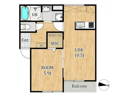 FUJISTA東所沢II(1LDK/1階)の間取り写真