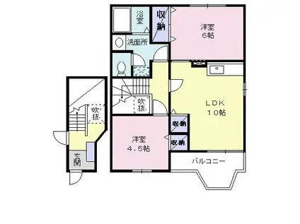 アカース(2LDK/2階)の間取り写真