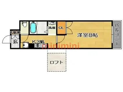 ベイサージュ彩(1K/3階)の間取り写真