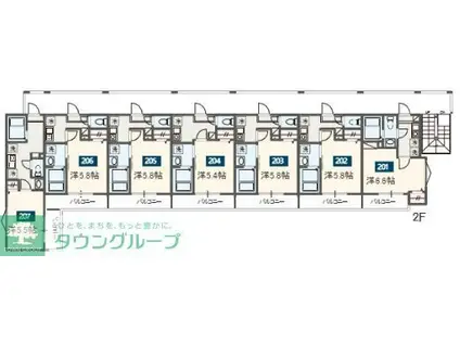 MELDIA稲城II(1K/2階)の間取り写真