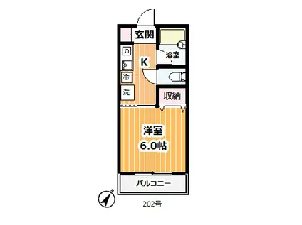 ハイツ橘(1K/2階)の間取り写真