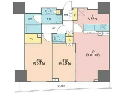 シティハウス四谷三丁目(2LDK/11階)の間取り写真