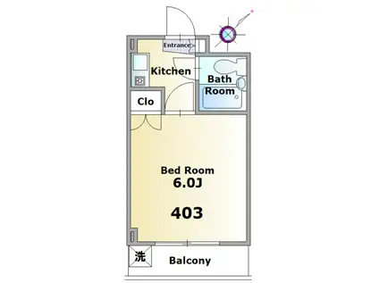 グレースローズ(1K/4階)の間取り写真