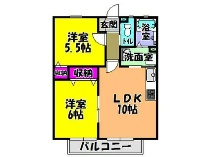 エスポワールⅡB棟(2LDK/1階)の間取り写真