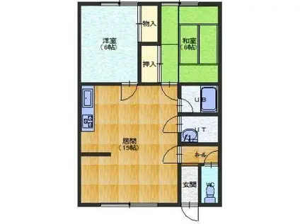 ベルビューラー桔梗(2LDK/1階)の間取り写真