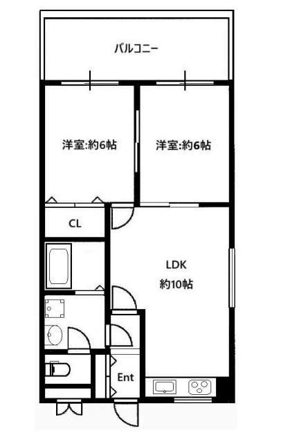 クレール西町(2LDK/3階)の間取り写真