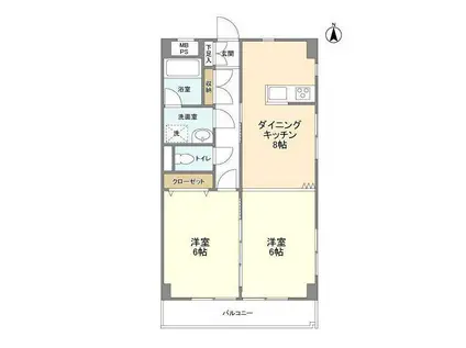 コンフォール(2DK/3階)の間取り写真