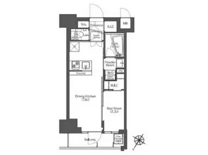コンフォリア滝野川(1DK/3階)の間取り写真